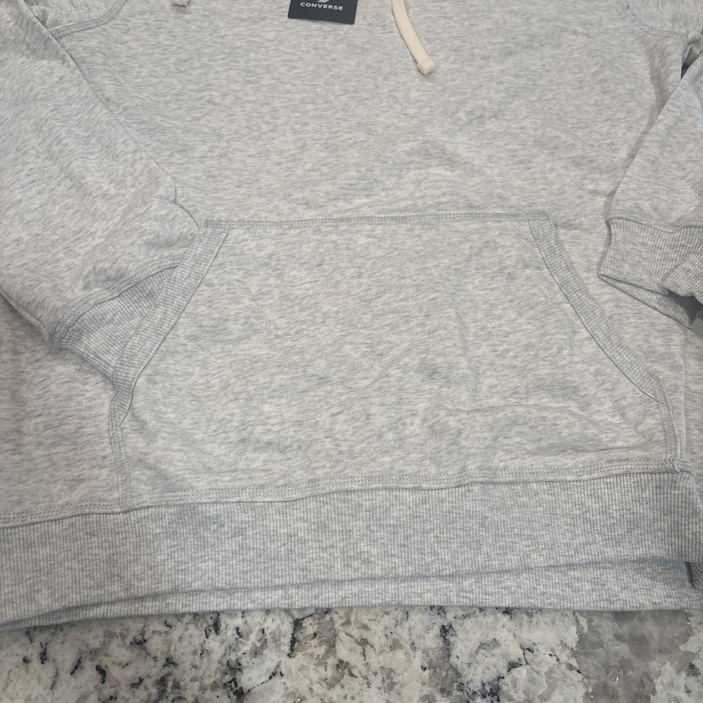 Converse Vintage Inspired Logo Fleece Mens Small Loose Fit Gray Hoodie NWT - Picture 16 of 16